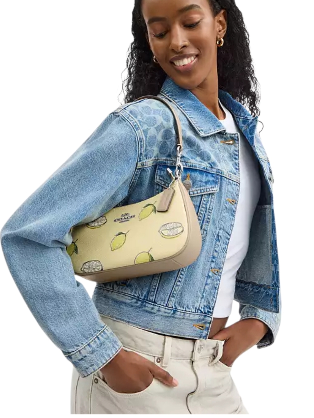 Coach Lemon Fruit Print Teri Shoulder Bag - Yellow Silver Hardware - NEW Summer - Picture 3 of 9